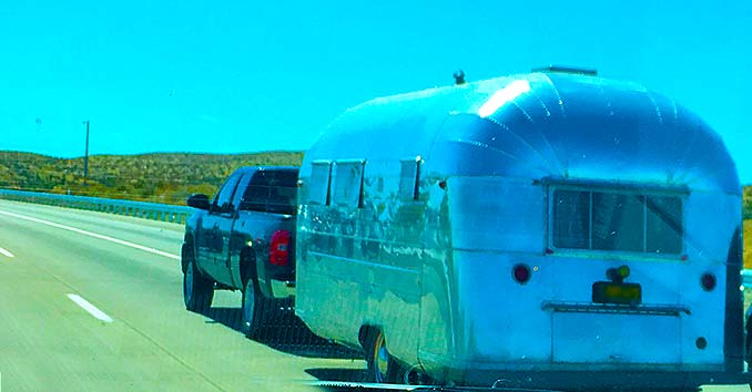 Airstream Trailer going down the Highway