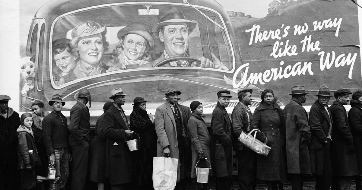 Depression Breadlines during Economic Collapse