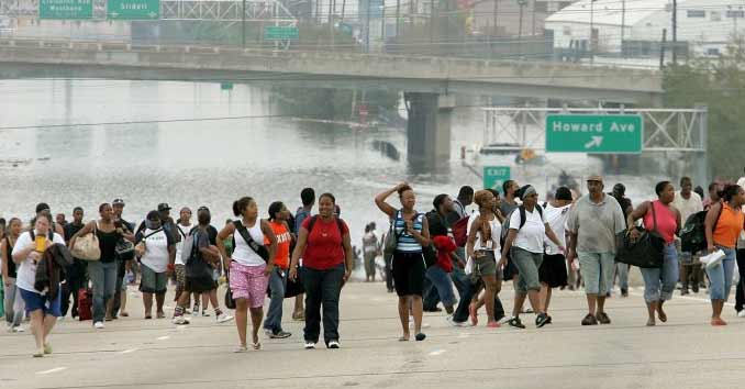 Evacuating during a disaster by foot 