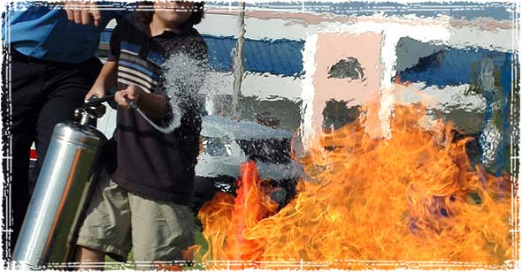Fire Extinguisher used to fight a fire 