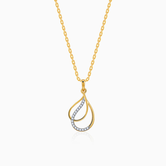 Gold Dual Dewdrop Lab Grown Diamond Pendant
