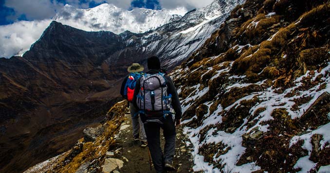 Hiking on a trail