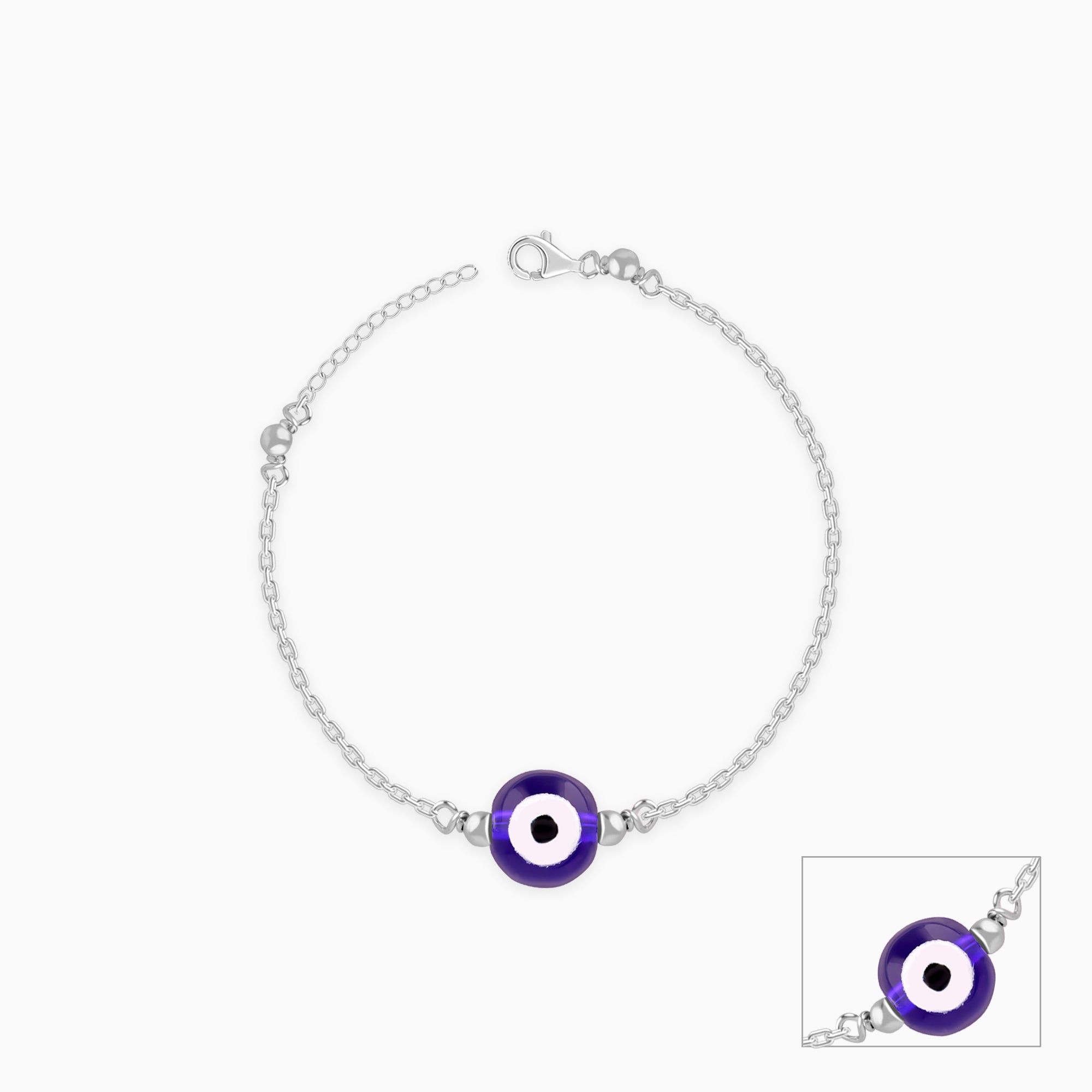 Silver Evil Eye Cutie Kids Anklet