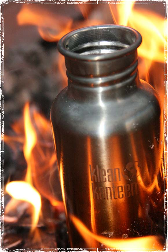 Klean Kanteen on a campfire