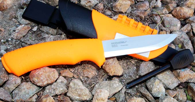 Orange Morakniv Bushcraft Survival Knife
