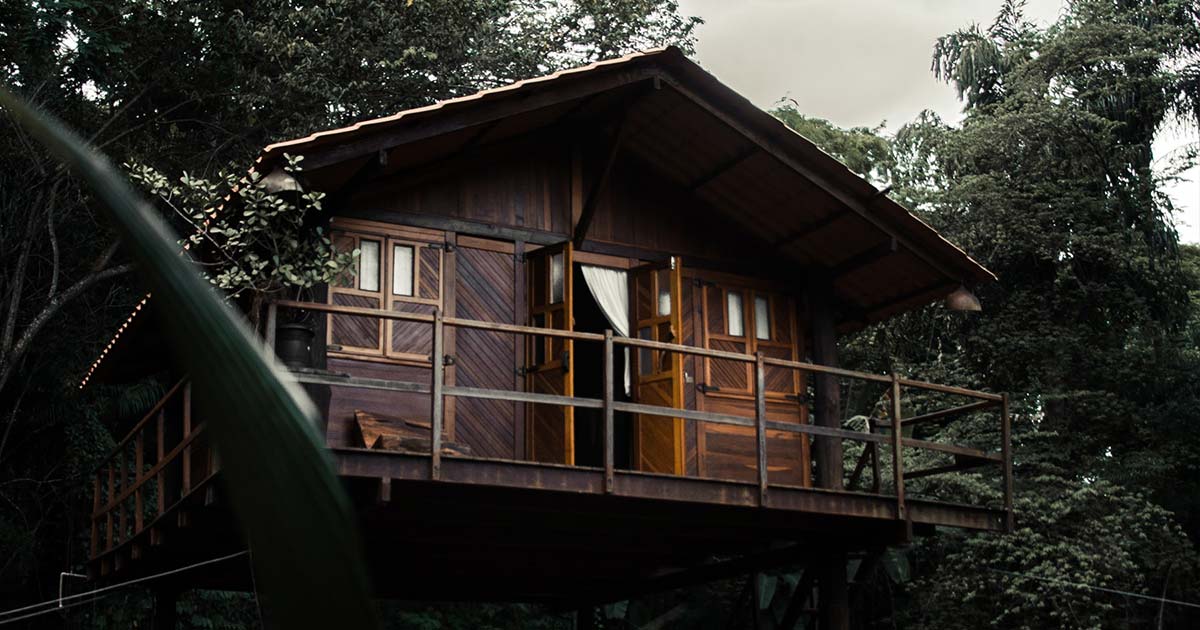 An off the grid cabin in the woods