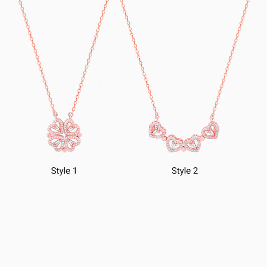 Rose Gold Clover Heart Convertible Necklace