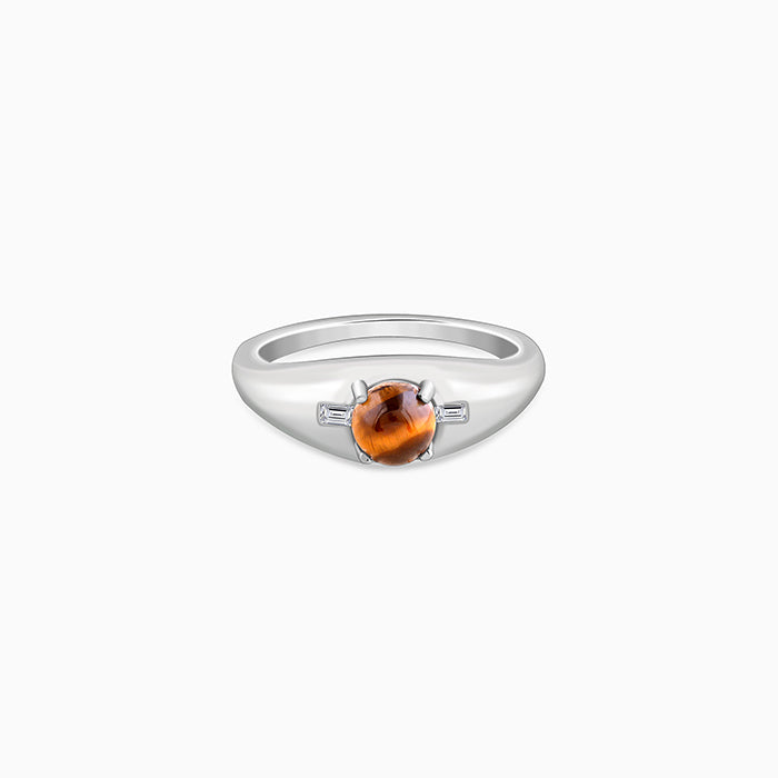 Silver Tiger Eye Ring For Men (Size)