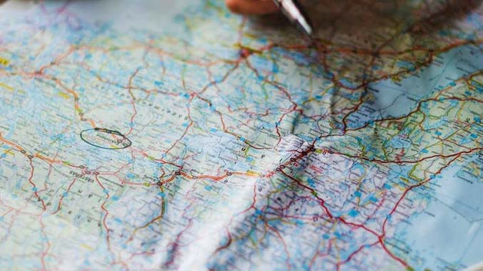 A map showing bug out routes 