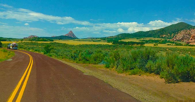 Travel Trailer on a road in the backcountry