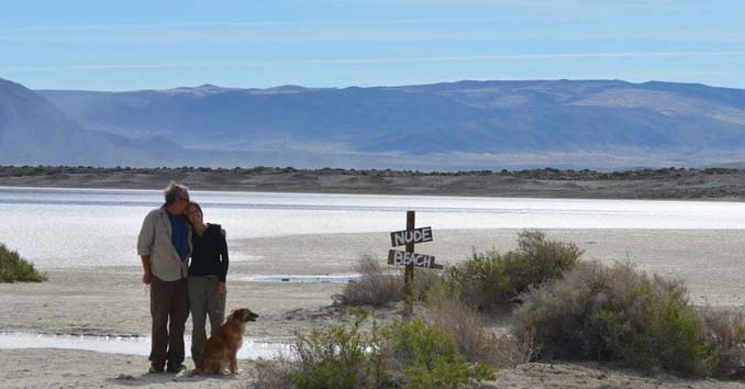 A couple living in an RV enjoying life