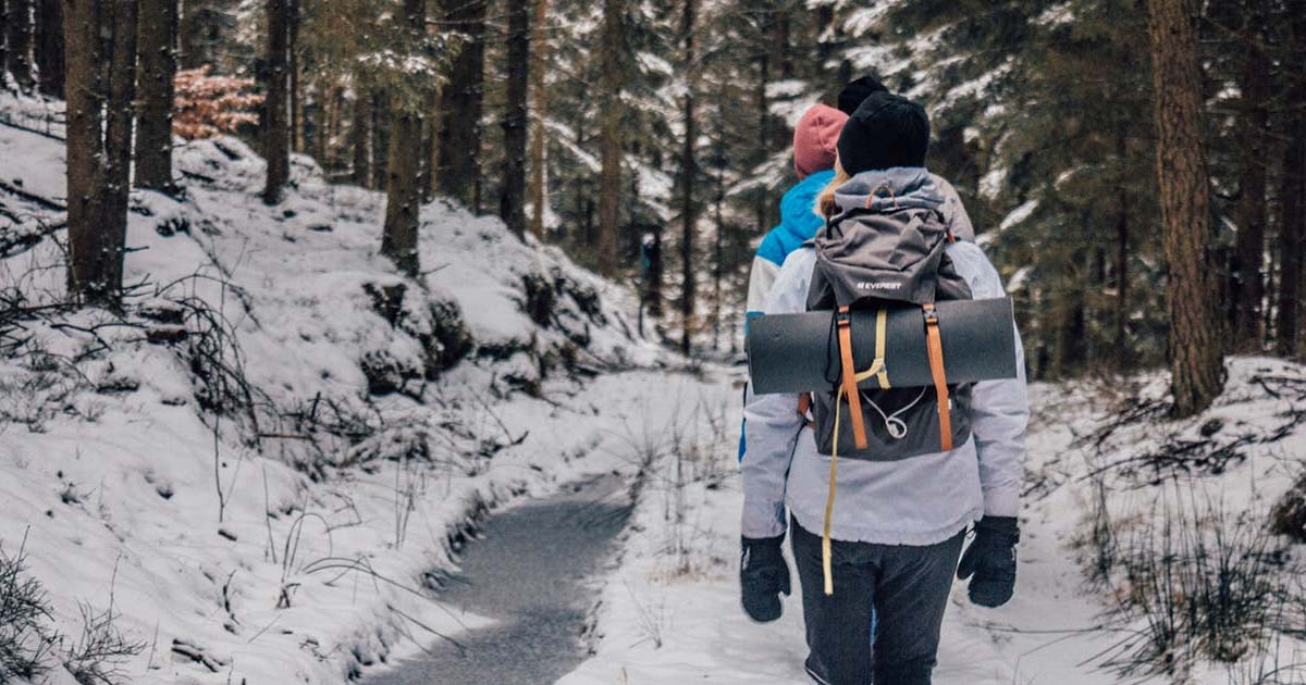 hiking in the snow